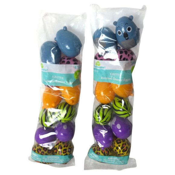 Lot of 2 Way to Celebrate Colorful Fillable Animal Easter Eggs 12 Count Each - Picture 1 of 7